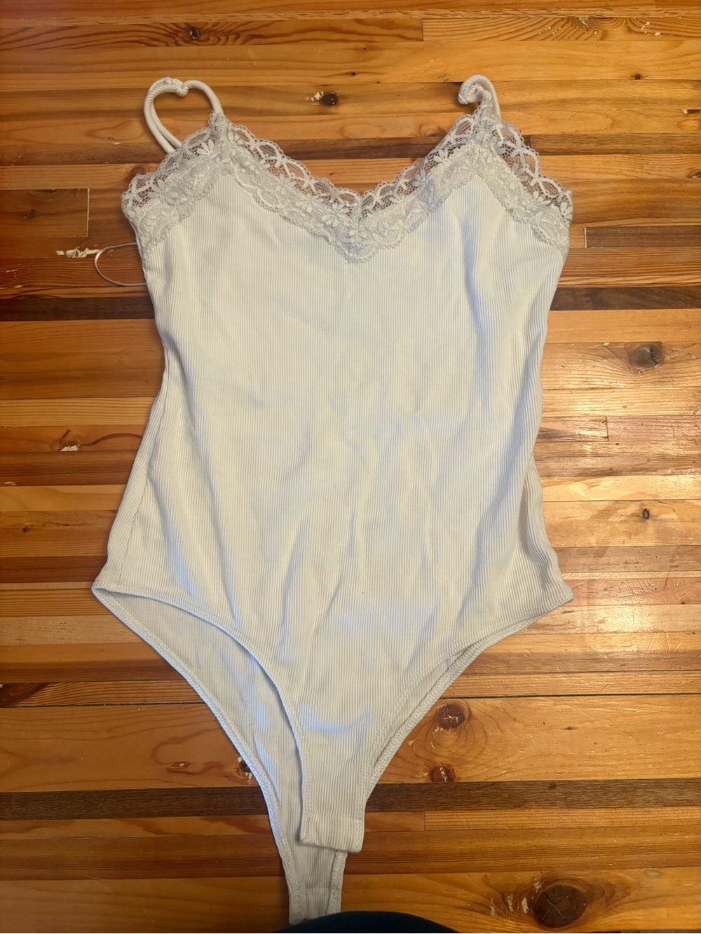 Streetwear Society Lace-Trim Ribbed Bodysuit - White